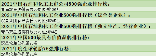 青島雙星輪胎工業(yè)有限公司怎么樣？2021年排名匯總