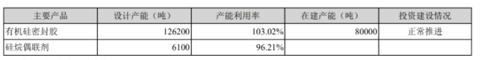 公司主要產品產能 公司主要產品產能