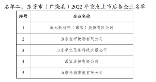 2022年重點(diǎn)上市后備企業(yè)名單，其中包括金宇輪胎。
