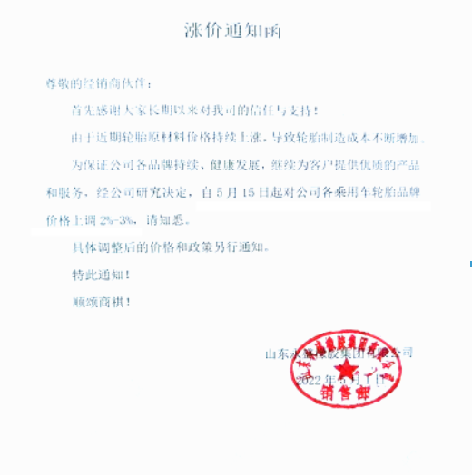 漲價通知 漲價通知