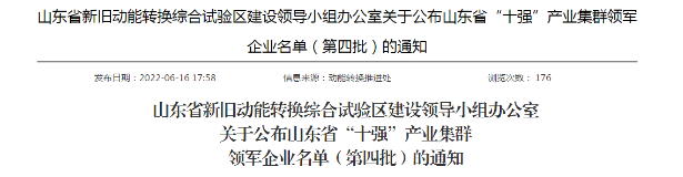 雙星、浦林成山、華盛、圣奧，入選山東省產(chǎn)業(yè)集群領(lǐng)軍企業(yè)