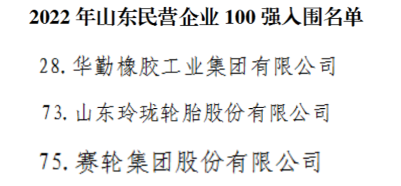 山東民企100強(qiáng)，三大輪胎上榜！