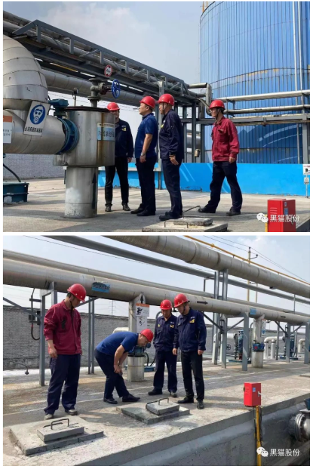 太原黑貓向調研組一行詳細介紹了企業(yè)生產、環(huán)保設施運行情況，調研組詳細聽取了匯報內容、翻閱了相關資料并深入現(xiàn)場，來到卸油區(qū)、原料油罐頂、生產線查看了VOC設施運行情況。