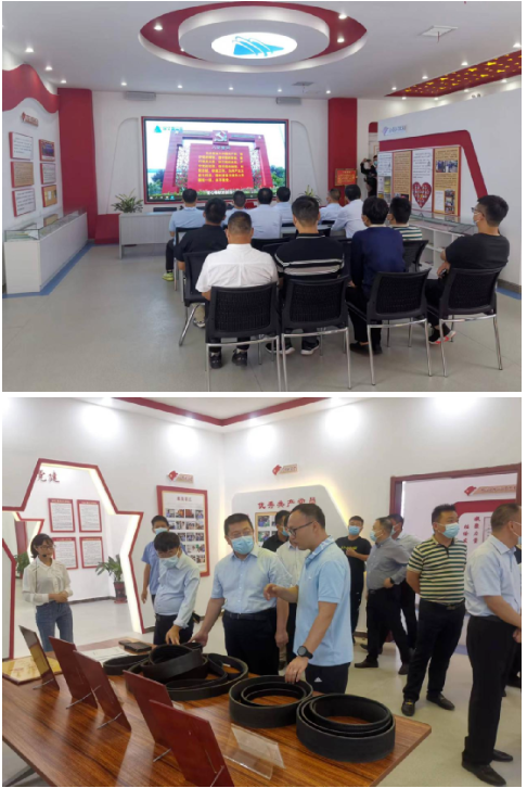 韓瑞軍主任一行在李洋董事長(zhǎng)的陪同下先后參觀了企業(yè)五心黨建廳、人大代表聯(lián)絡(luò)室、產(chǎn)品展廳，觀看了公司宣傳片，聽(tīng)取了工作人員關(guān)于企業(yè)以黨建引領(lǐng)企業(yè)高質(zhì)量發(fā)展的匯報(bào)。