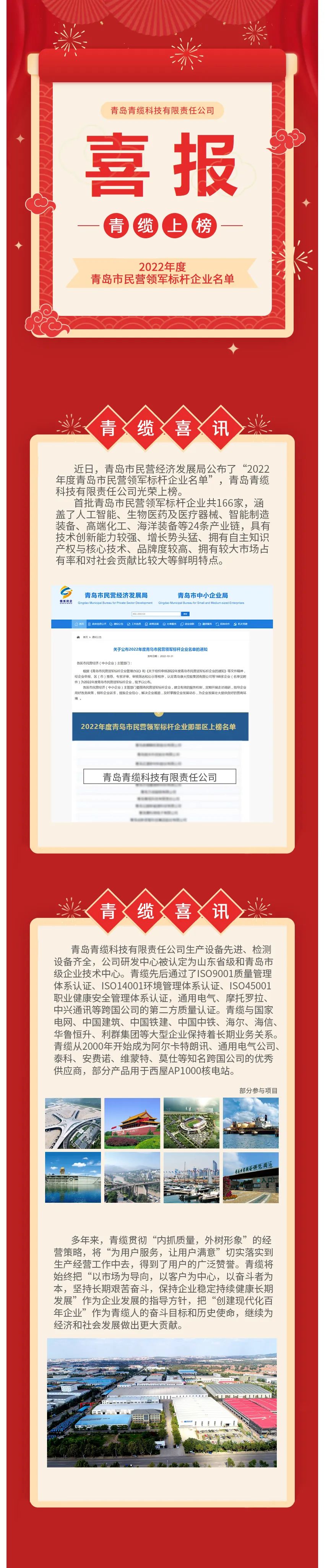 青島青纜科技入選2022年度青島市民營領(lǐng)軍標桿企業(yè)名單