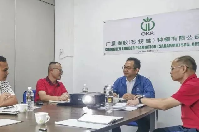 楊福云代表廣墾橡膠集團黨委對一直堅守在海外崗位上的工作人員表示慰問，并充分肯定了他們?yōu)閺V墾海外事業(yè)發(fā)展所取得的成績。他要求各單位對存在的問題進行系統(tǒng)研究分析，為順利推進工作創(chuàng)造基礎和條件。