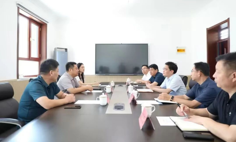 河北省邯鄲市大名縣縣委書記高巍會見上海紅星美凱龍行遠(yuǎn)科技集團(tuán)有限公司總裁陳志偉一行，共同探討輪胎項(xiàng)目的合作前景。